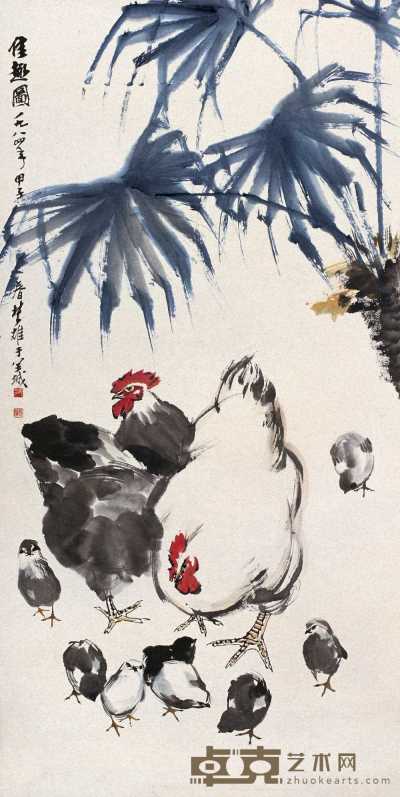 方楚雄 甲子（1984）年作 佳趣图 镜心 138×69cm